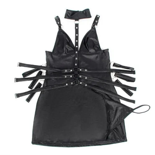 Black Leather Bondage Bodysuit S/M – Subblime
