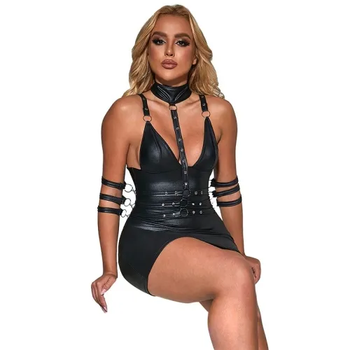 Black Leather Bondage Bodysuit S/M – Subblime