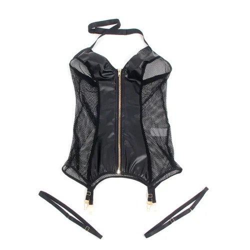 Sexy Mesh Kleid Leder Schwarz S/M – Subblime