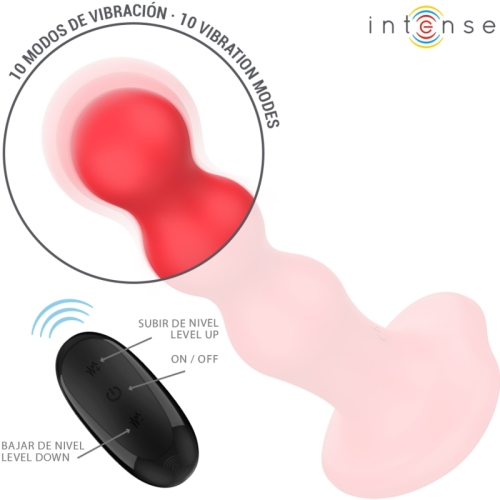 Cody Vibrator with Suction Cups, Red Remote Control | Intense