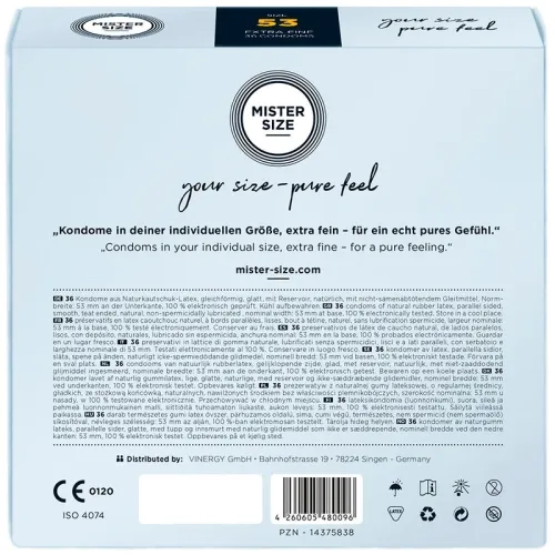 Condom M 53 mm (36 units) – Mister Size