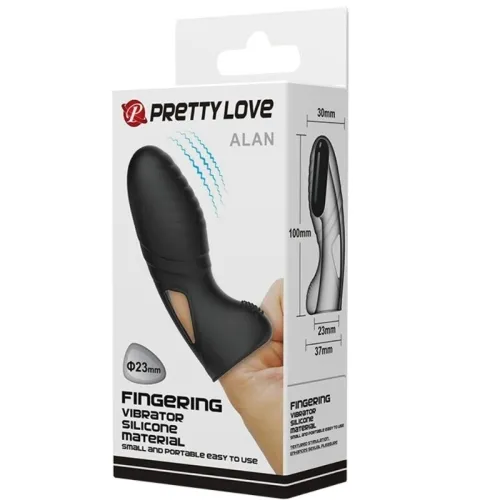 Alan Silicone Finger Vibrator Black | Pretty Love