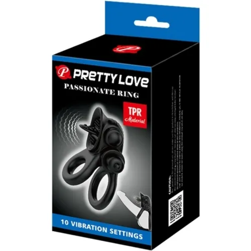 Passionate Double Ring Vibrator + Clitoral Stimulator Black – Pretty Love