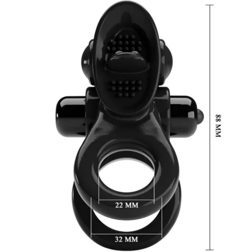 Passionate Double Ring Vibrator + Clitoral Stimulator Black – Pretty Love