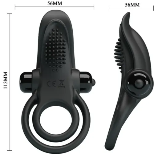 Dual Vibration Ring + Clitoral Stimulation 10 Modes Black – Pretty Love