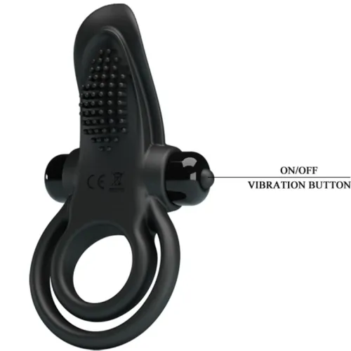 Dual Vibration Ring + Clitoral Stimulation 10 Modes Black – Pretty Love