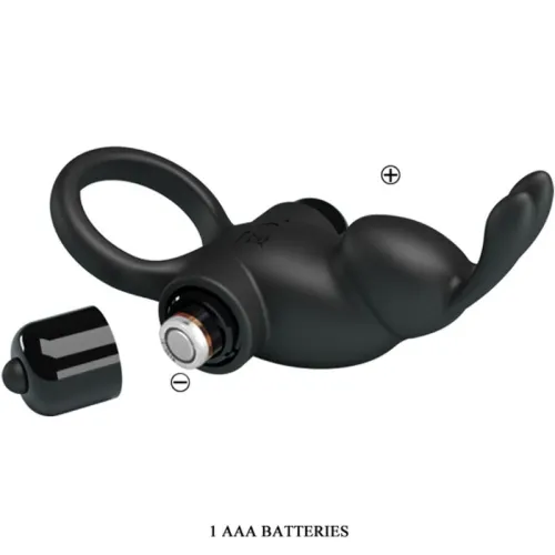 Vibrationsring + Rabbit-Klit Stimu 10 Modi Schwarz – Pretty Love