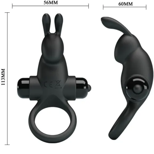 Vibrationsring + Rabbit-Klit Stimu 10 Modi Schwarz – Pretty Love