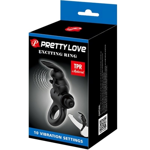 PRETTY LOVE - AUFREGENDER RING RABBIT VIBRATORRING 10 VIBRATIONEN SCHWARZ