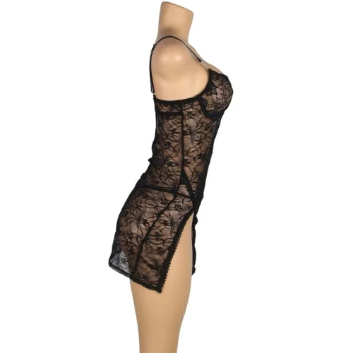 Lace Babydoll with Adjustable Straps Black S/M – Subblime