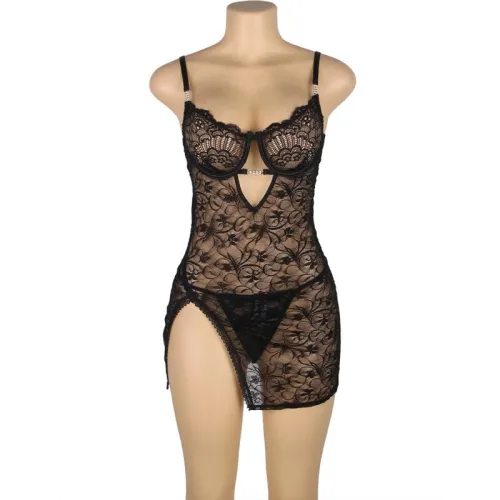 Lace Babydoll with Adjustable Straps Black S/M – Subblime