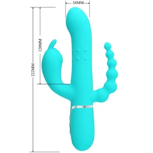 Cammy 4 in 1 Triple Rabbit Vibrator Blue | Pretty Love