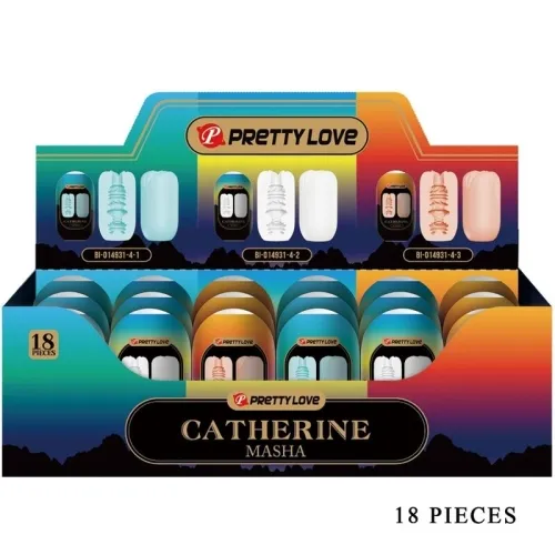 Verpackung von "Pretty Love Catherine Masha" mit 18 Teilen in verschiedenen Farben und Designs.