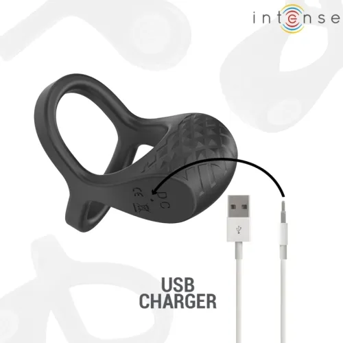 Alex Vibrator Double Penis Ring 10 Modes Black – Intense
