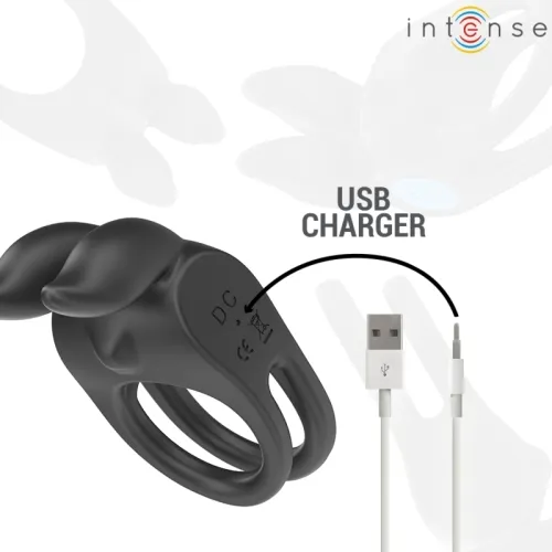 Sam Vibrator Doppel-Penisring 10 Modi Schwarz – Intense