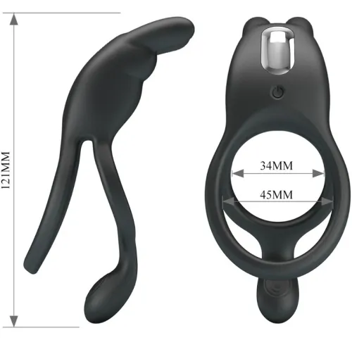 Seth Double Vibration Ring Rabbit 7 Modes Black – Pretty Love