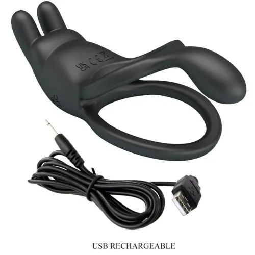 Seth Double Vibration Ring Rabbit 7 Modes Black – Pretty Love