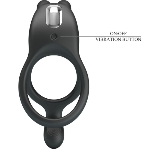PRETTY LOVE - SETH DOPPEL-VIBRATIONSRING RABBIT 7 VIBRATIONEN SCHWARZ