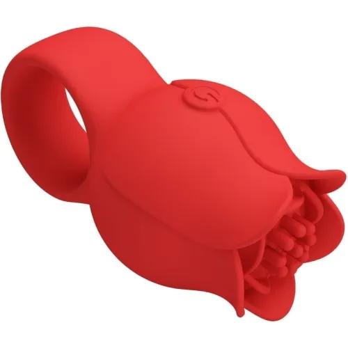 Jae Rose Shaped Finger Vibrator 10 Modes Red | Pretty Love
