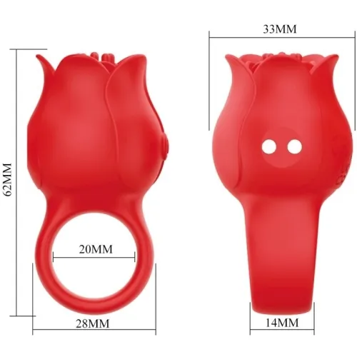 Jae Rose Shaped Finger Vibrator 10 Modes Red | Pretty Love