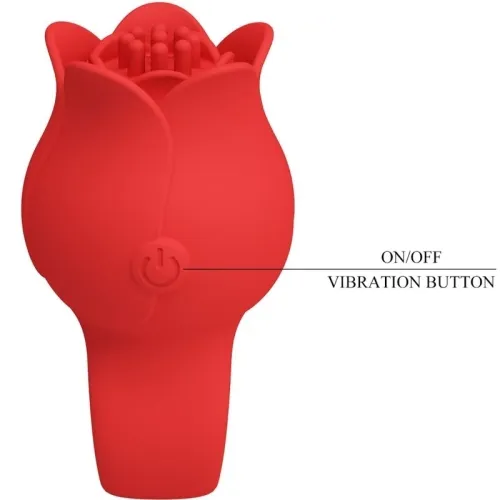 Jae Rose Shaped Finger Vibrator 10 Modes Red | Pretty Love