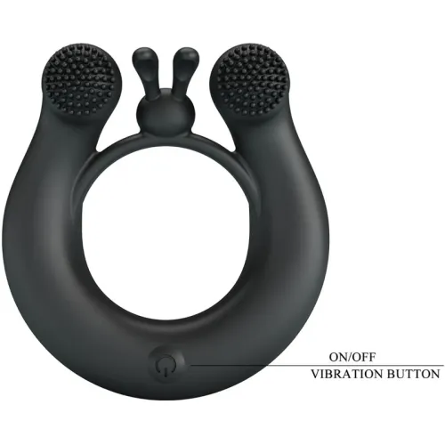Dahlia Vibration Ring + Clitoral Stimulation 12 Modes Black – Pretty Love
