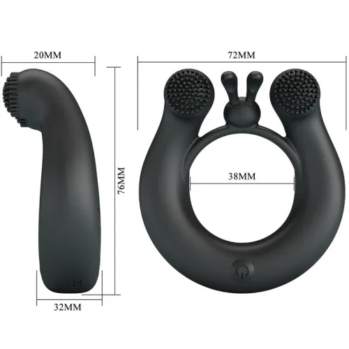Dahlia Vibration Ring + Clitoral Stimulation 12 Modes Black – Pretty Love