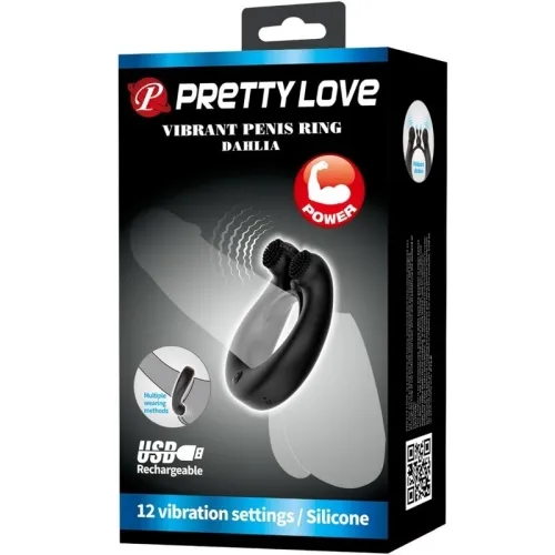 Dahlia Vibration Ring + Clitoral Stimulation 12 Modes Black – Pretty Love