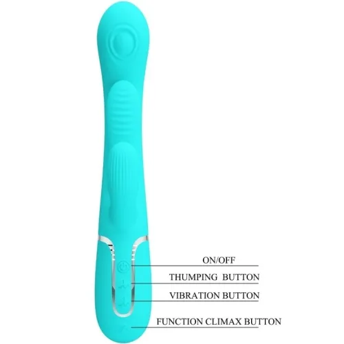 Shania Triple Rabbit Multifunctional Vibrator 3 In 1 Blue | Pretty Love
