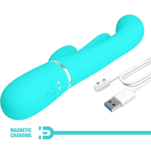 Shania Triple Rabbit Multifunctional Vibrator 3 In 1 Blue | Pretty Love