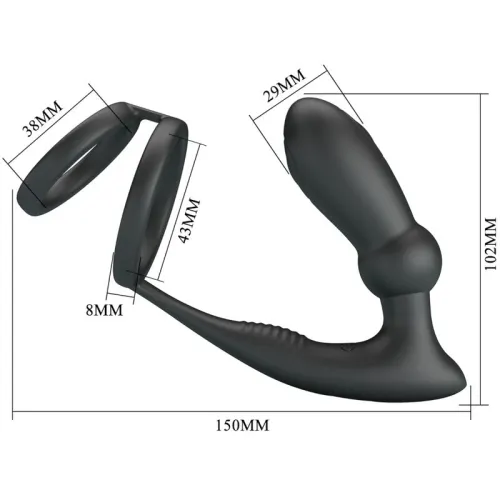 Emoni cock ring + anal plug 12 modes black – Pretty Love