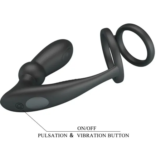 Emoni cock ring + anal plug 12 modes black – Pretty Love