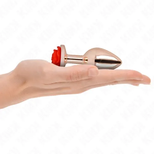 Pink Gold Anal Plug With Red Rose M – Kink