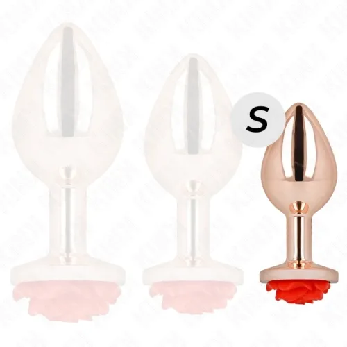 Rosa Goldener Analstecker Mit Roter Rose S – Kink