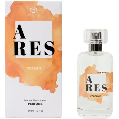 Perfume bottle and packaging of "Ares for Men" with orange design, 50 ml.