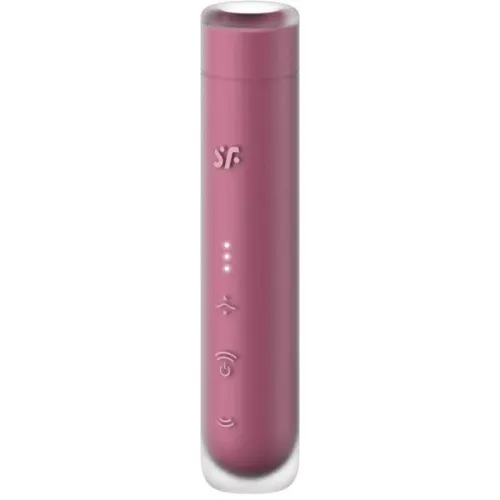 Pink cylindrical device with symbols and buttons on the front.
