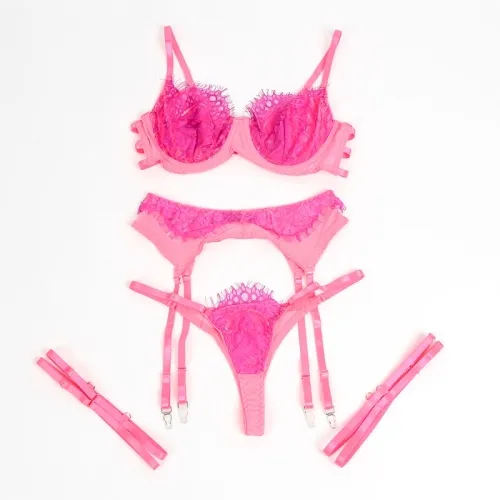 Bh-Set Mit Spitze Rosa Und Lila S/M – Subblime