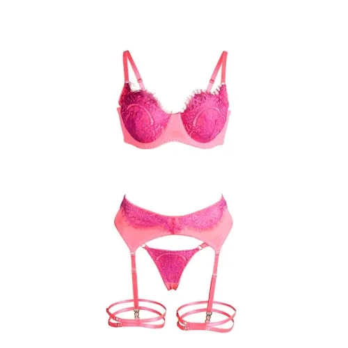Lace Bra Set in Pink and Purple, L/XL – Subblime