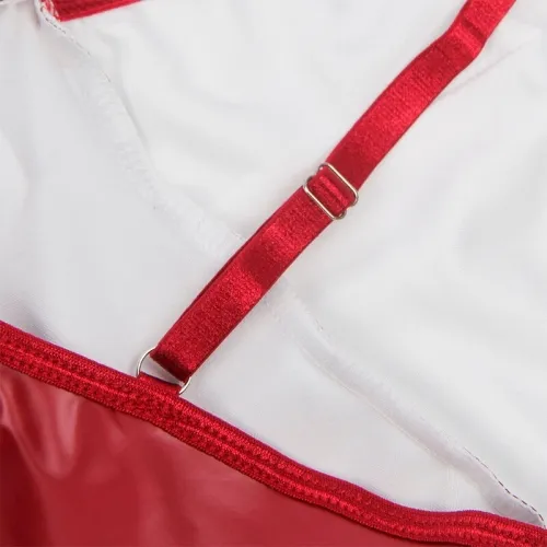 Kleid Mit Burgunderroten Lederträgern S/M – Subblime