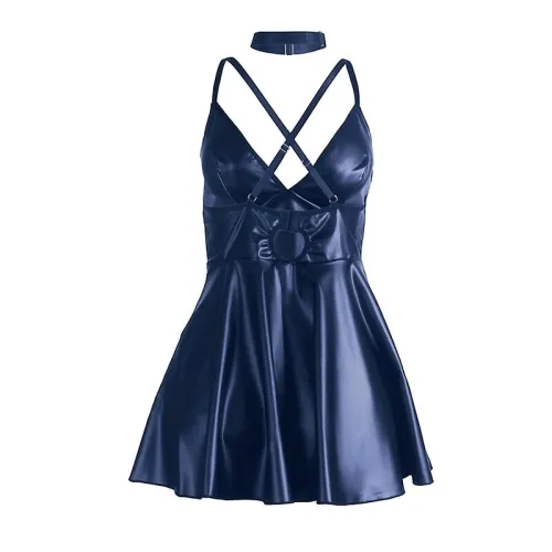 Kleid Mit Blauen Lederträgern S/M – Subblime
