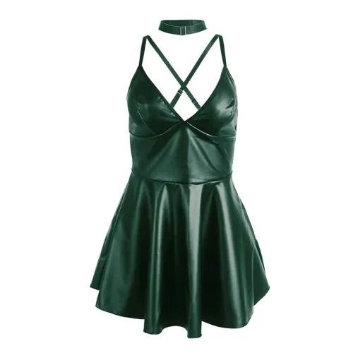 Dress with Green Leather Straps S/M – Subblime
