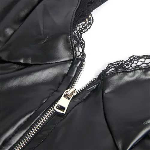 Black Leather Bodysuit with Zipper S/M – Subblime