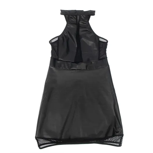 Halterneck dress with sheer details, black, L/XL – Subblime