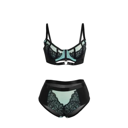 Green patent leather mesh zipper bra set L/XL – Subblime
