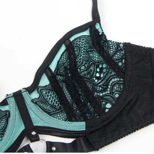 Green patent leather mesh zipper bra set L/XL – Subblime