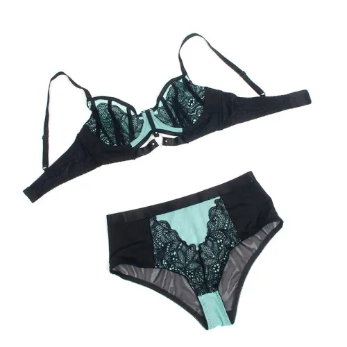 Green patent leather mesh zipper bra set L/XL – Subblime