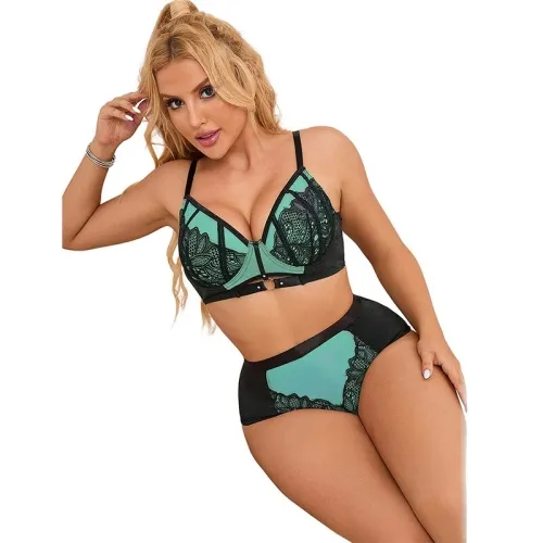 Green patent leather mesh zipper bra set L/XL – Subblime
