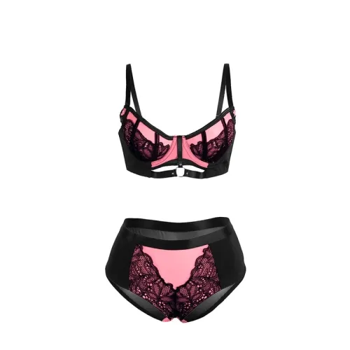 Rosa Lackleder Mesh Zipper Bh-Set S/M – Subblime