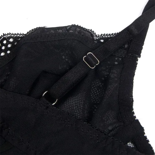 Lace bodysuit with bottom closure, black, L/XL – Subblime