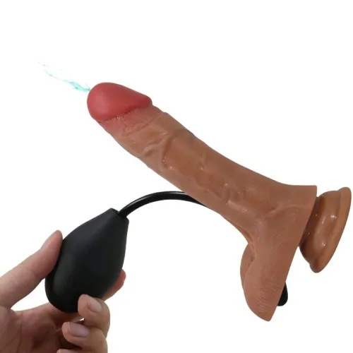 Harness Mit Vibrierendem Und Squirting-Dildo 15.5cm Braun – Pretty Love